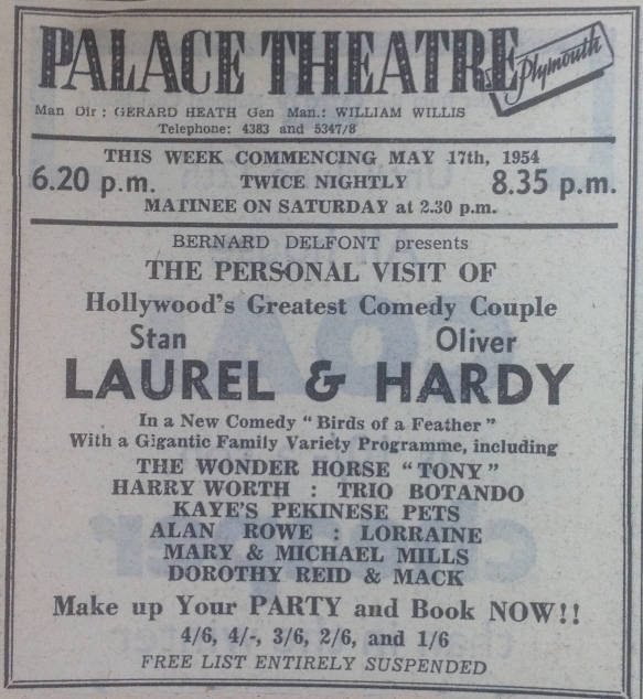Western Independent Palace Theatre advert for Laurel and Hardy