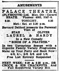 advert Western Morning News plymouth palace theatre Laurel hardy 1954