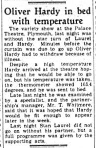 Western Morning News article plymouth palace theatre laurel hardy 1954